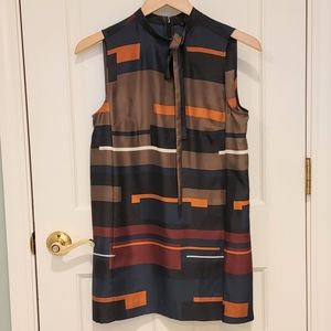 Theory Nitee Printed Silk Tunic Sleeveless Top